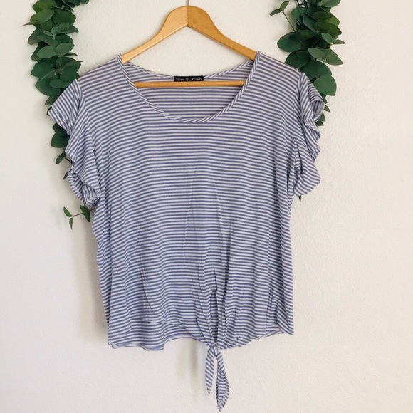 Kim & Cami Tops - 4/$10 Kim & Cami Front Tie Ruffle Blouse